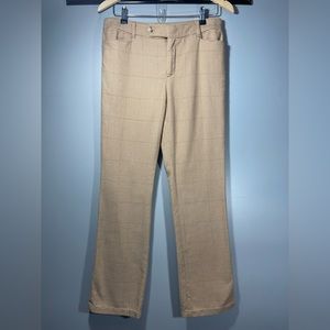 Ralph Lauren Petite Adelle- Beige Brown Mini Houndstooth Trousers